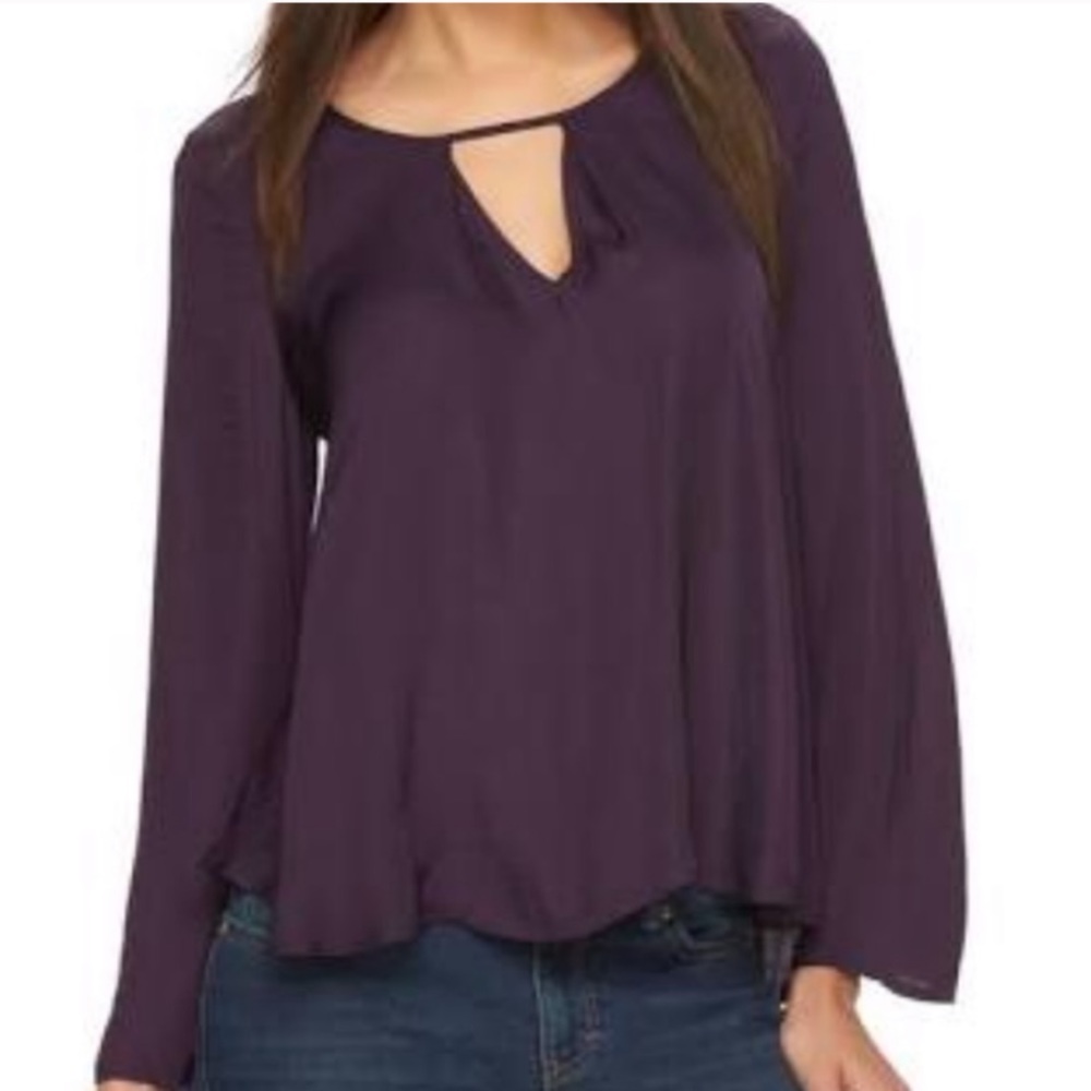 JENNIFER LOPEZ Deep Purple Hi-Low Blouse Size L